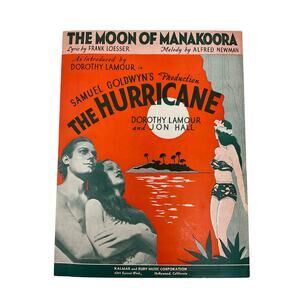 The Moon of Manakoora Sheet Music The Hurricane Newman Loesser Dorothy Lamour